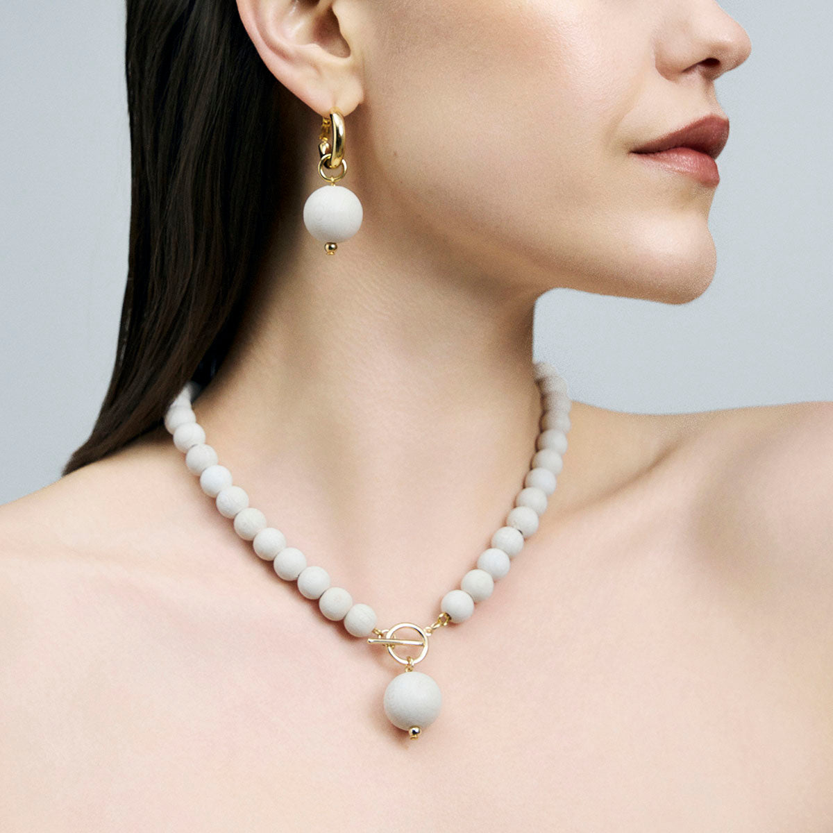 Valma-kaulakoru, luonnonvalkoinen ja kulta