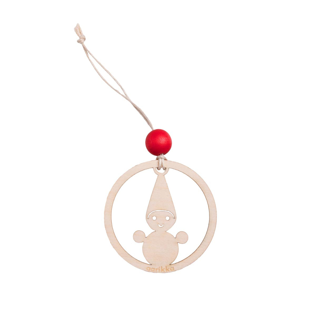 Tonttu-kuusenkoriste, lakattu puu