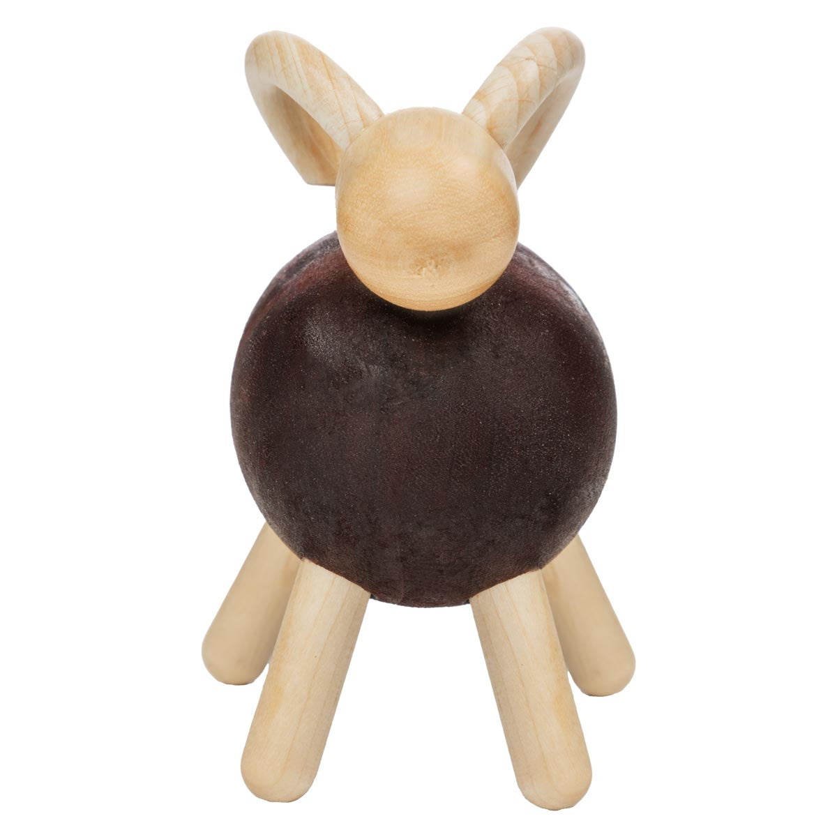 Vuohi-veistos, lakattu puu ja ruskea