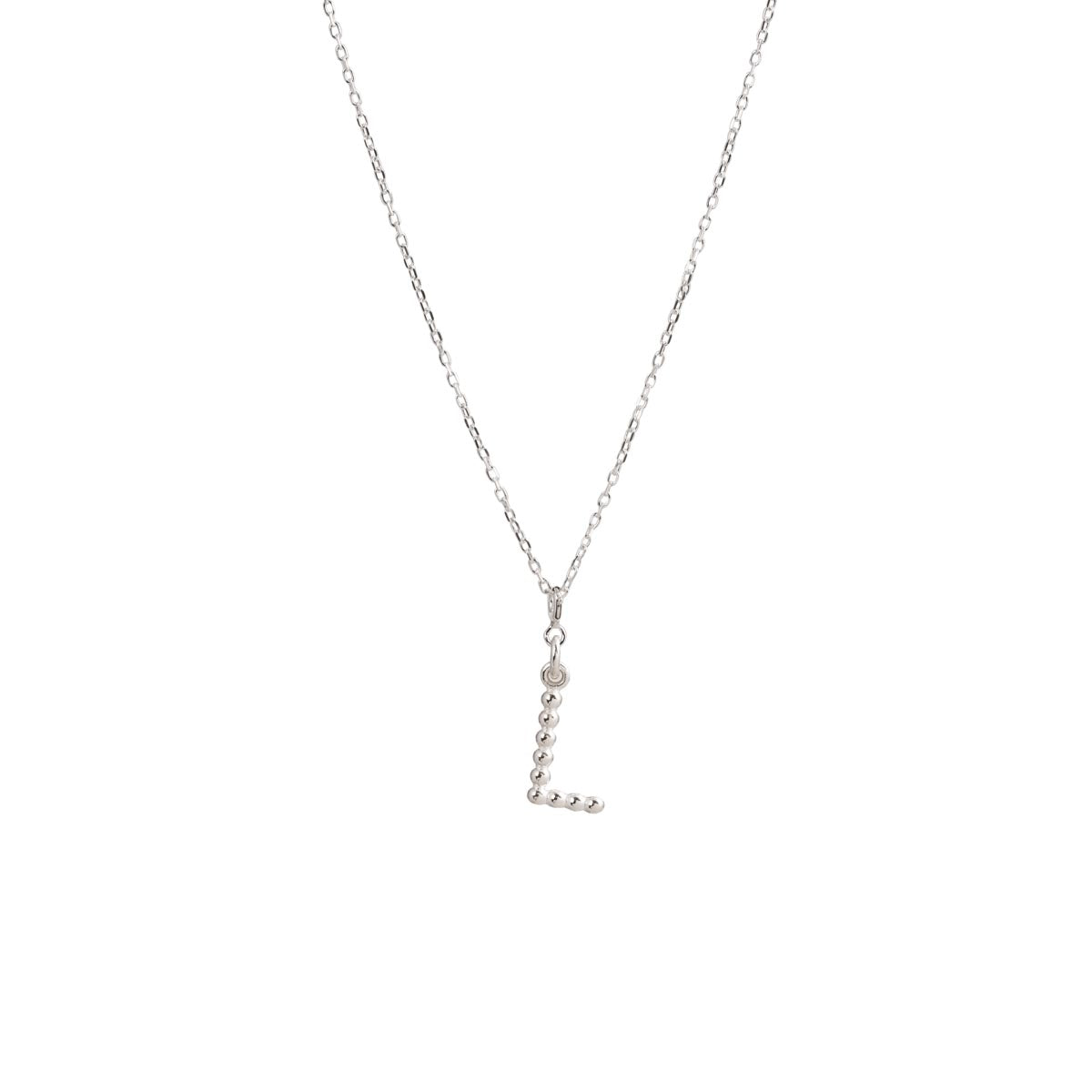 Yllätys-kaulakoru, monogrammi L, hopea