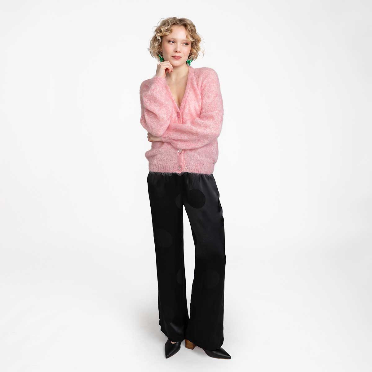 Saimi-neuletakki, vaaleanpunainen