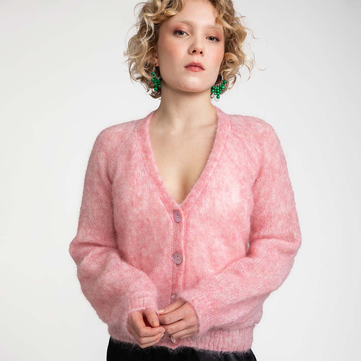 Saimi-neuletakki, vaaleanpunainen