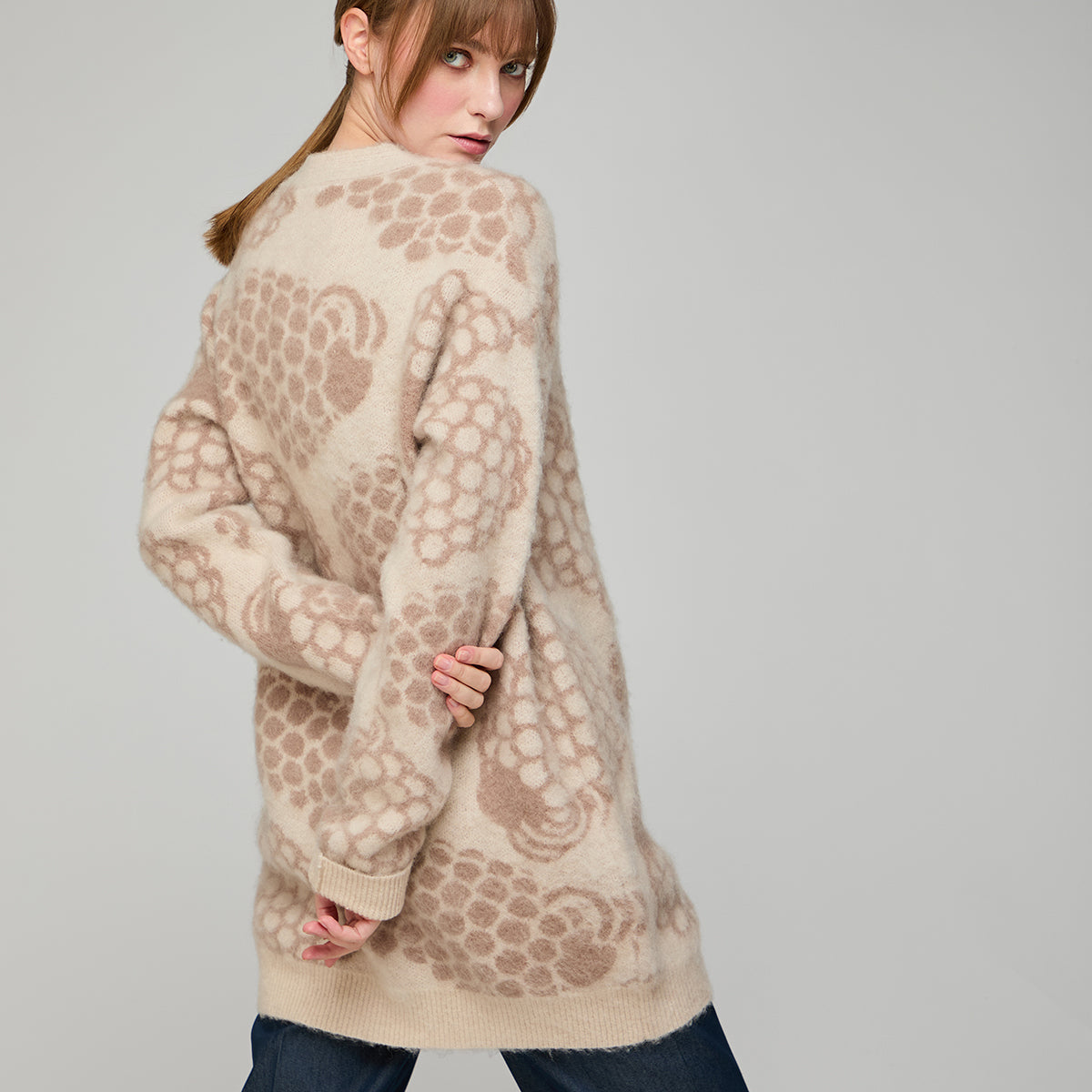 Ellis-neuletakki, Pässi, beige