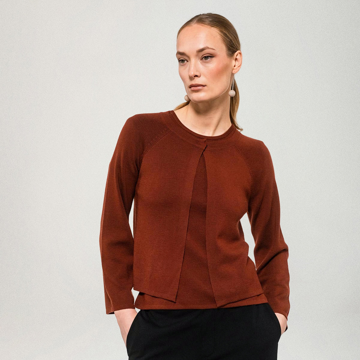 Blanka-neuletakki, tumma kupari