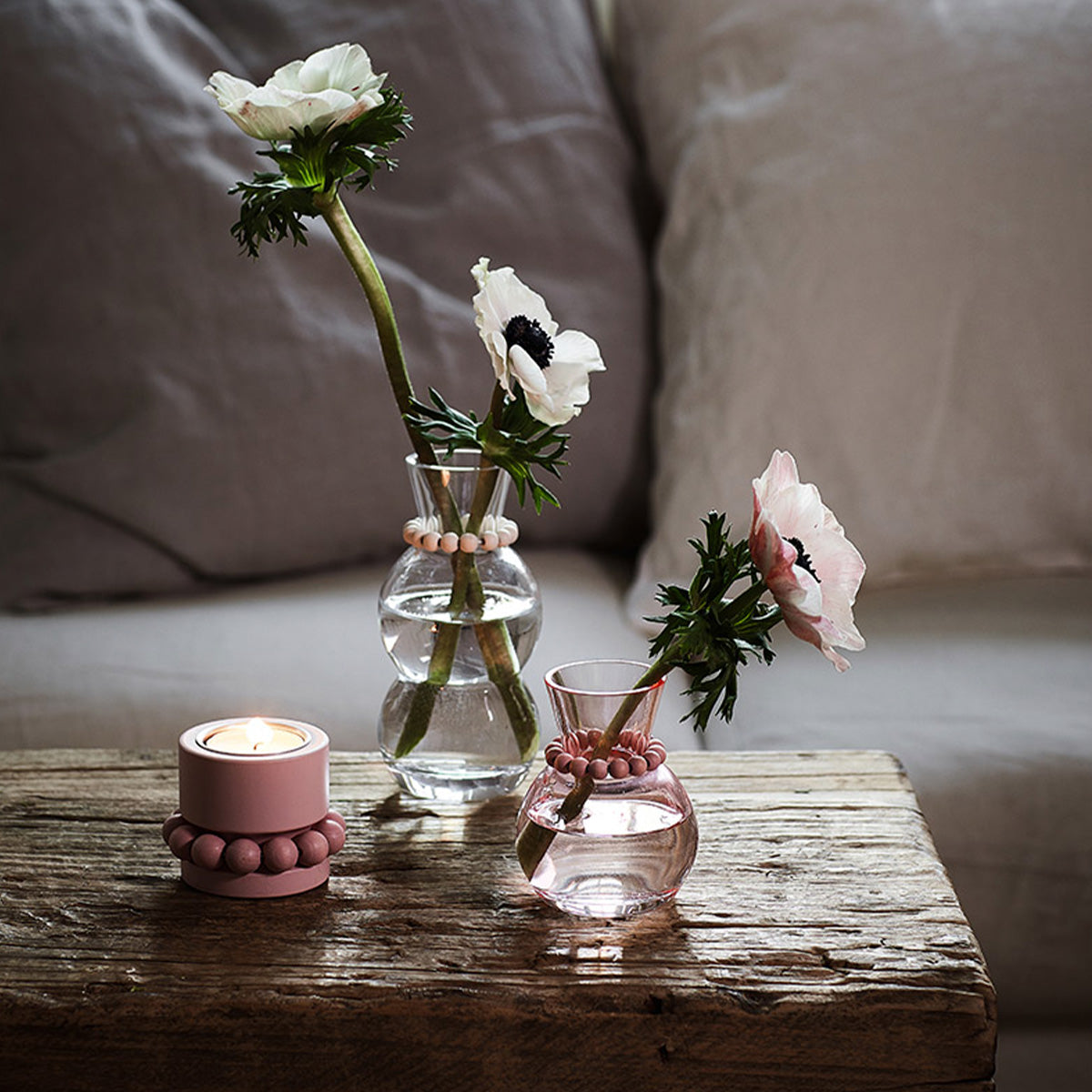 Kupla-lasimaljakko, vaaleanpunainen, 7 cm