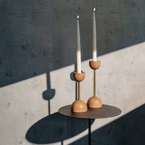 Duo-kynttilänjalka, tammi ja kulta, 24,5 cm