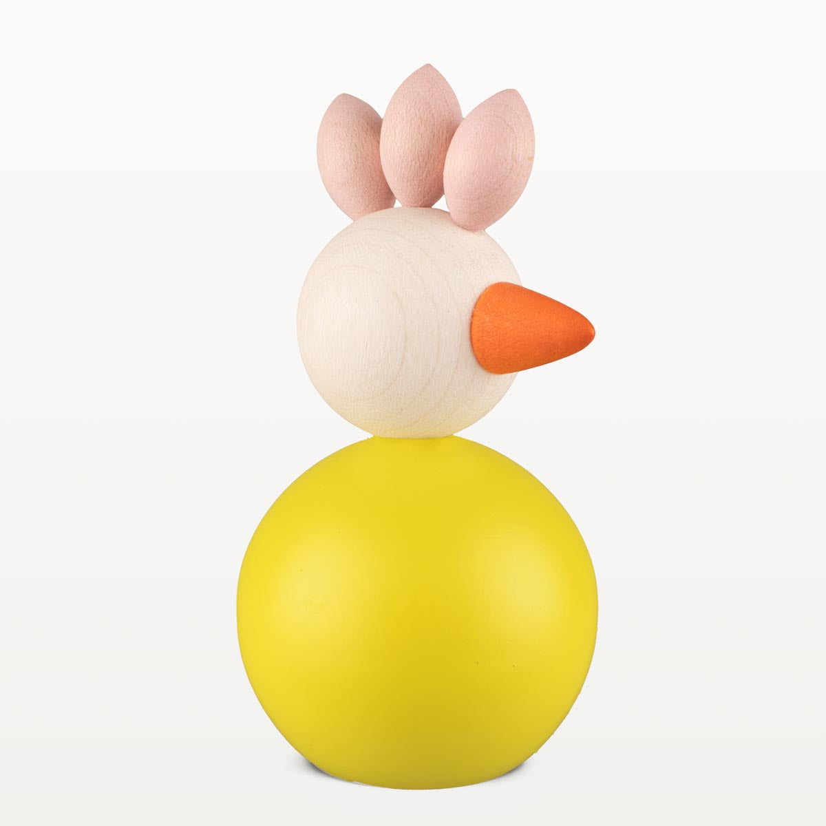 Kukkonen-puufiguuri, 7,5 cm, keltainen ja vaaleanpunainen