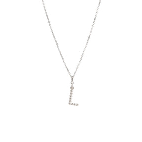 Yllätys-kaulakoru, monogrammi L, hopea