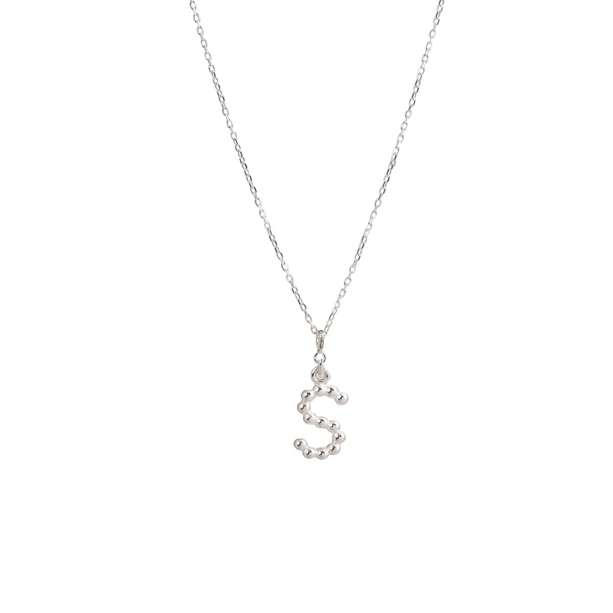 Yllätys-kaulakoru, monogrammi S, hopea