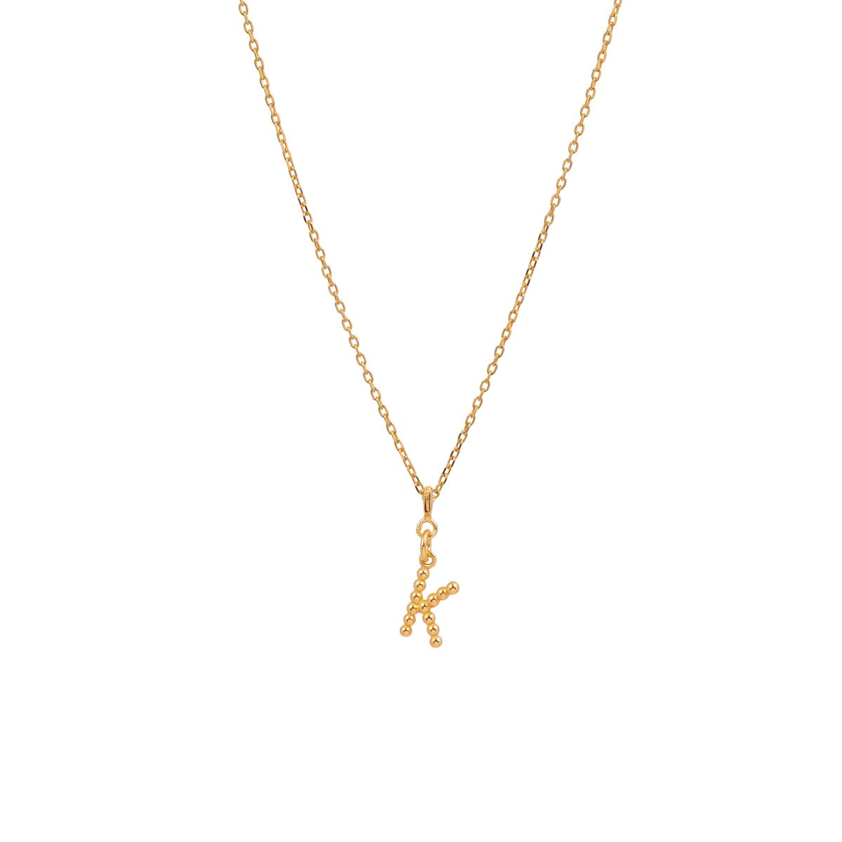 Yllätys-kaulakoru, monogrammi K, kullattu hopea