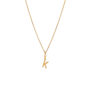 Yllätys-kaulakoru, monogrammi K, kullattu hopea