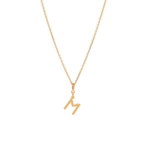 Yllätys-kaulakoru, monogrammi M, kullattu hopea