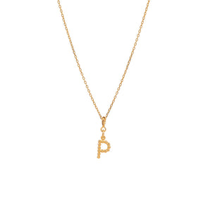 Yllätys-kaulakoru, monogrammi P, kullattu hopea